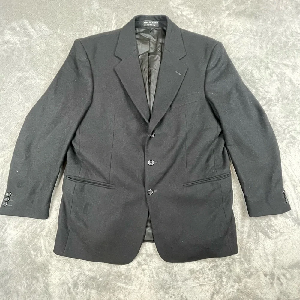 Vintage Gianfranco Ruffini Mens 44R Black Cashmere Blend Blazer PR Macedonia